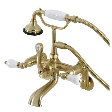 Kingston Brass AE55T7 Wall Mount Tub Faucet with Hand Shower, Brushed Brass AE55T7
